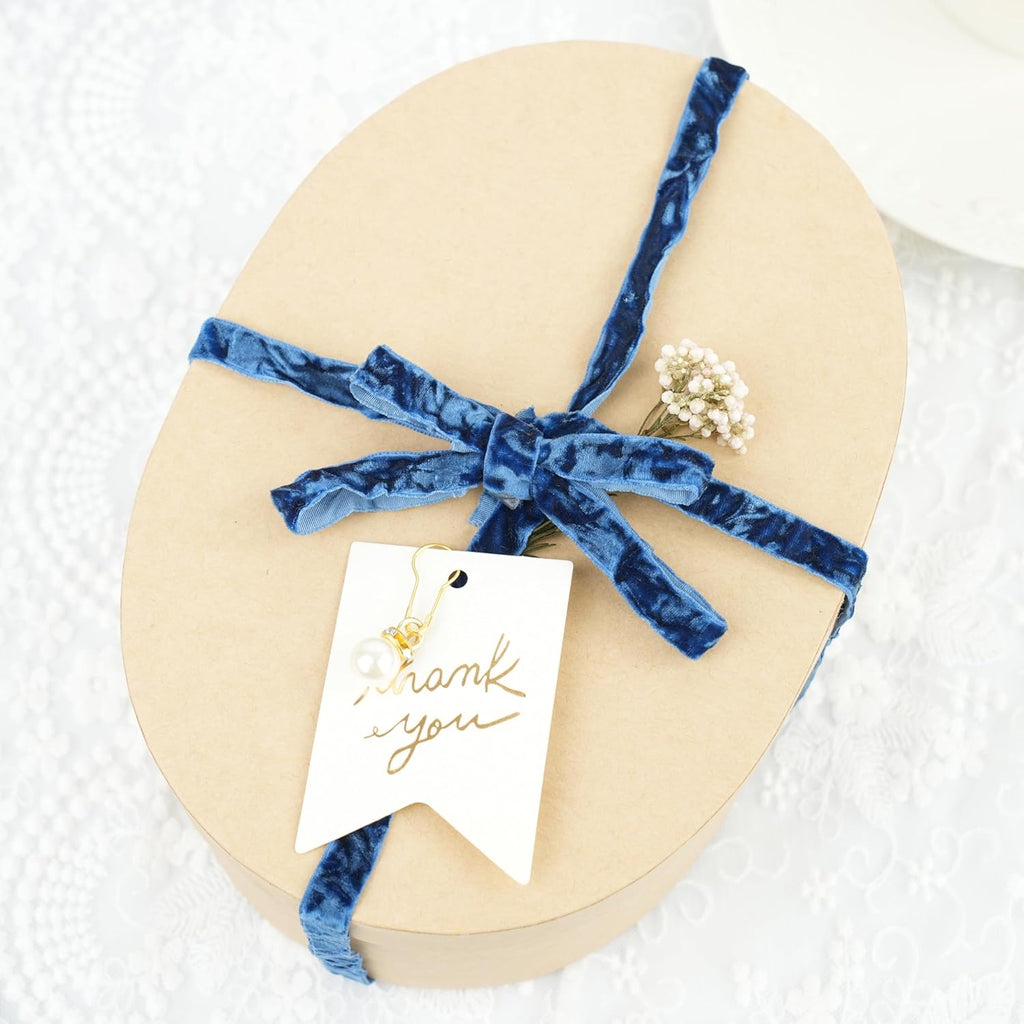 MAYREEL 3/8 Inch Blue Crushed Velvet Ribbon Navy Blue Vintage for Flower Bouquet Gift Wrapping Wedding Invitations Crafts Christmas Decorations Party 25 Yards