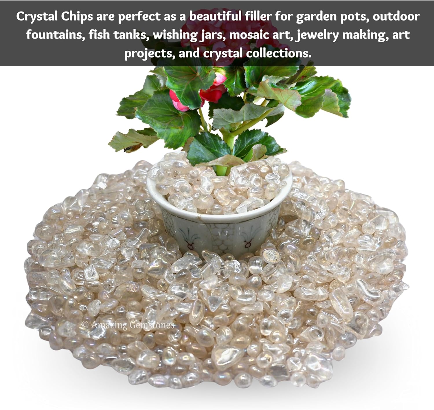 Amazing Gemstone Angel Aura Quartz Crystal Chips Aquarium Gravel Rocks - Bulk Fish Tank Gravel, Small Tumbled Stone Chips, Tiny Crystals for Decoration (Natural AAA Grade Gemstones), 1 Pound