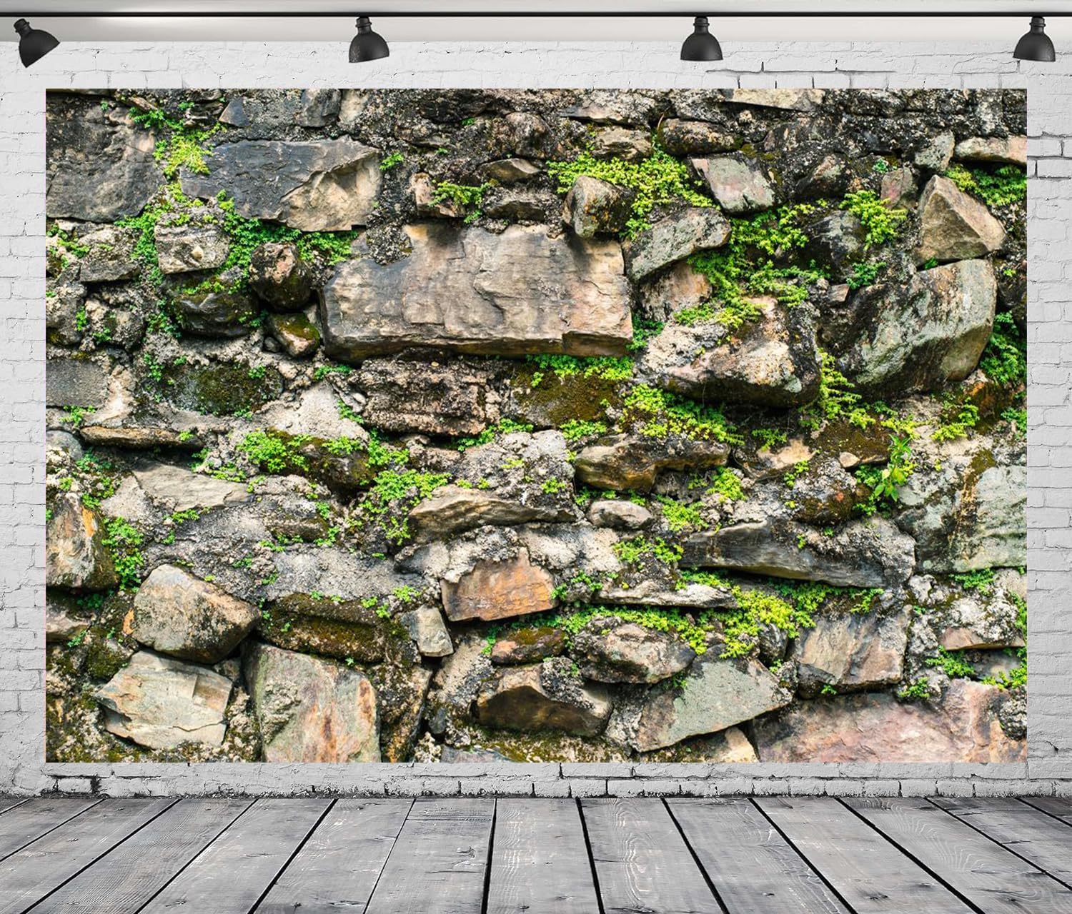 CapiSco Vintage Stone Wall Backdrop 7x5FT Overgrown Wall Ancient Rock Wall Textured Background Birthday Party Themed Events Decorations Banner Kids Adults Portrait Photo Shoot Props