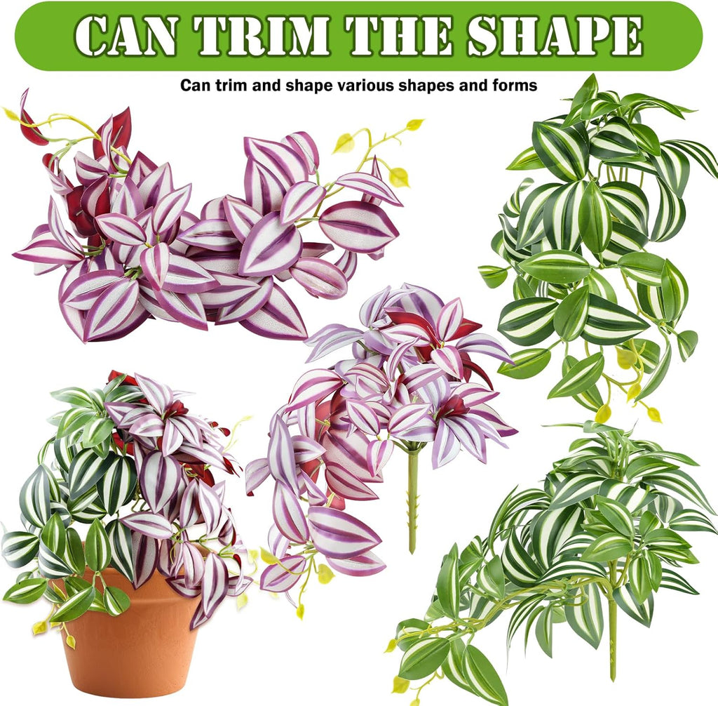 2 Pack Reptile Plants, Artificial Hanging Plants with Suction Cups, Habitat Decor Plastic Vines Decorations for Bearded Dragons Lizards Snake Geckos Frogs -Purple and Green