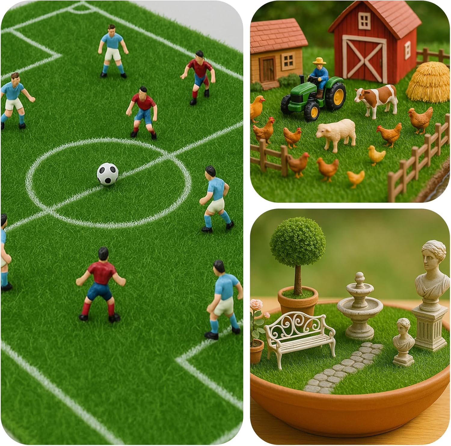 Shindel 10 Packs 6" x 6" Fake Grass Decor, Artificial Grass for Crafts, Fairy Garden Turf, Diorama Supplies Miniature Lawn Mat, Dollhouse Ornament DIY Decoration