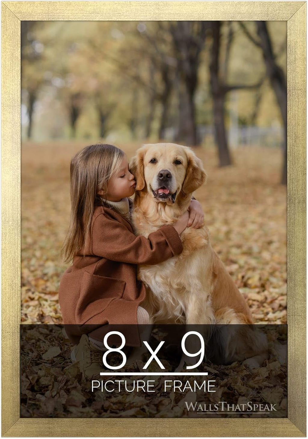 wallsthatspeak 8x9 Gold Picture Frame for Puzzles Posters Photos or Artwork