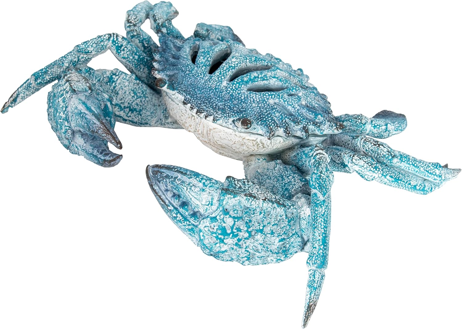 Blue Coral Crab Statue – Ocean Coral Reef Coastal Decor for Beach Homes | Polystone Nautical Figurine with Textured Finish for Shelf or Tabletop Display (11” x 10”) by Corner Merchant