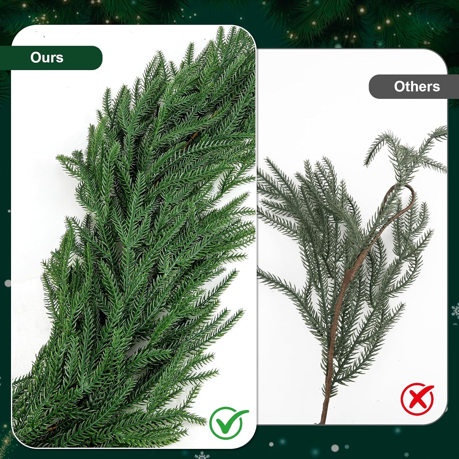 6FT Christmas Garland,Flexible Greenery Artificial Norfolk Pine Garland for Fireplace Mantel Staircase Front Door Table Centerpiece, Indoor Outdoor Holiday Decor with Realistic Pine Needles (2)