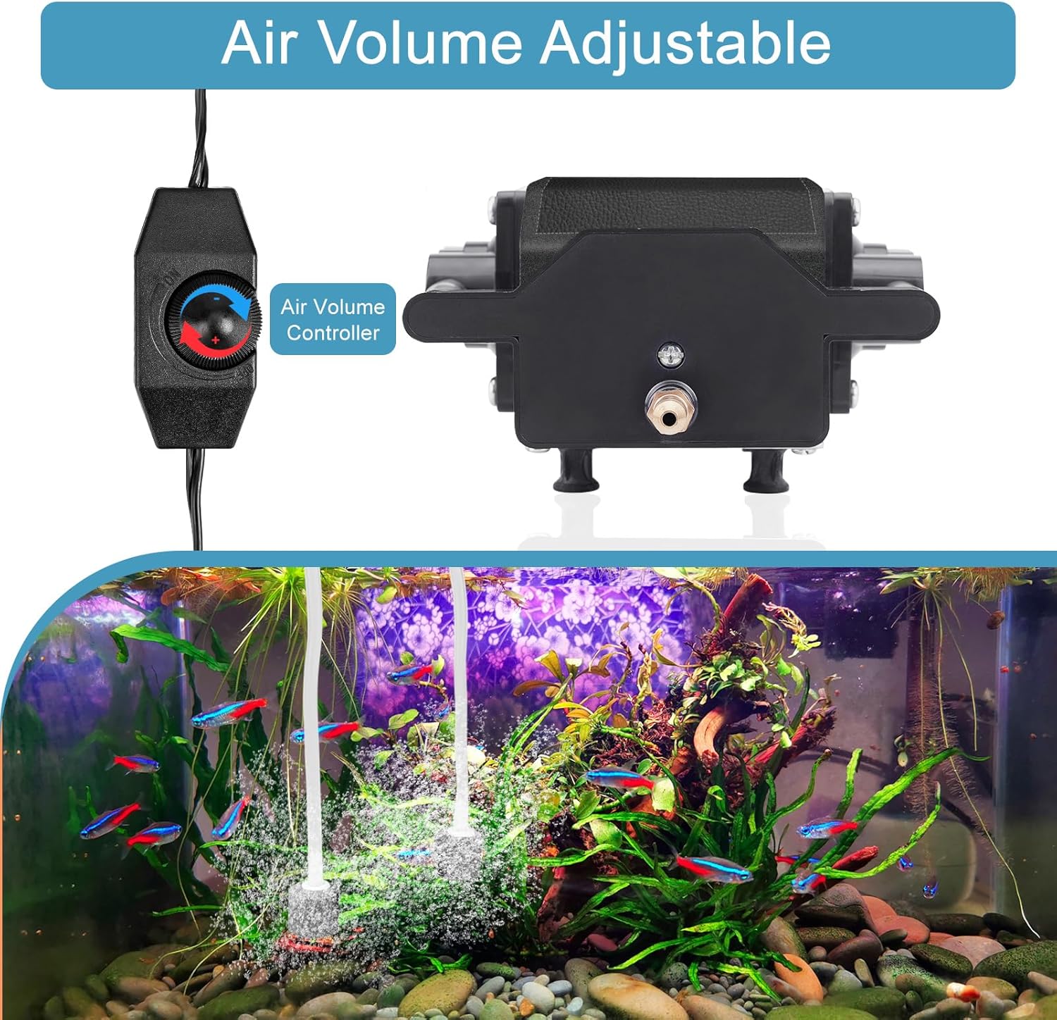 AquaMiracle Quiet Aquarium Air Pump 200/317/475GPH High Pressure Commercial Air Pump Pond Aerator Bubbler Hydroponics Air Pump Oxygen Pump