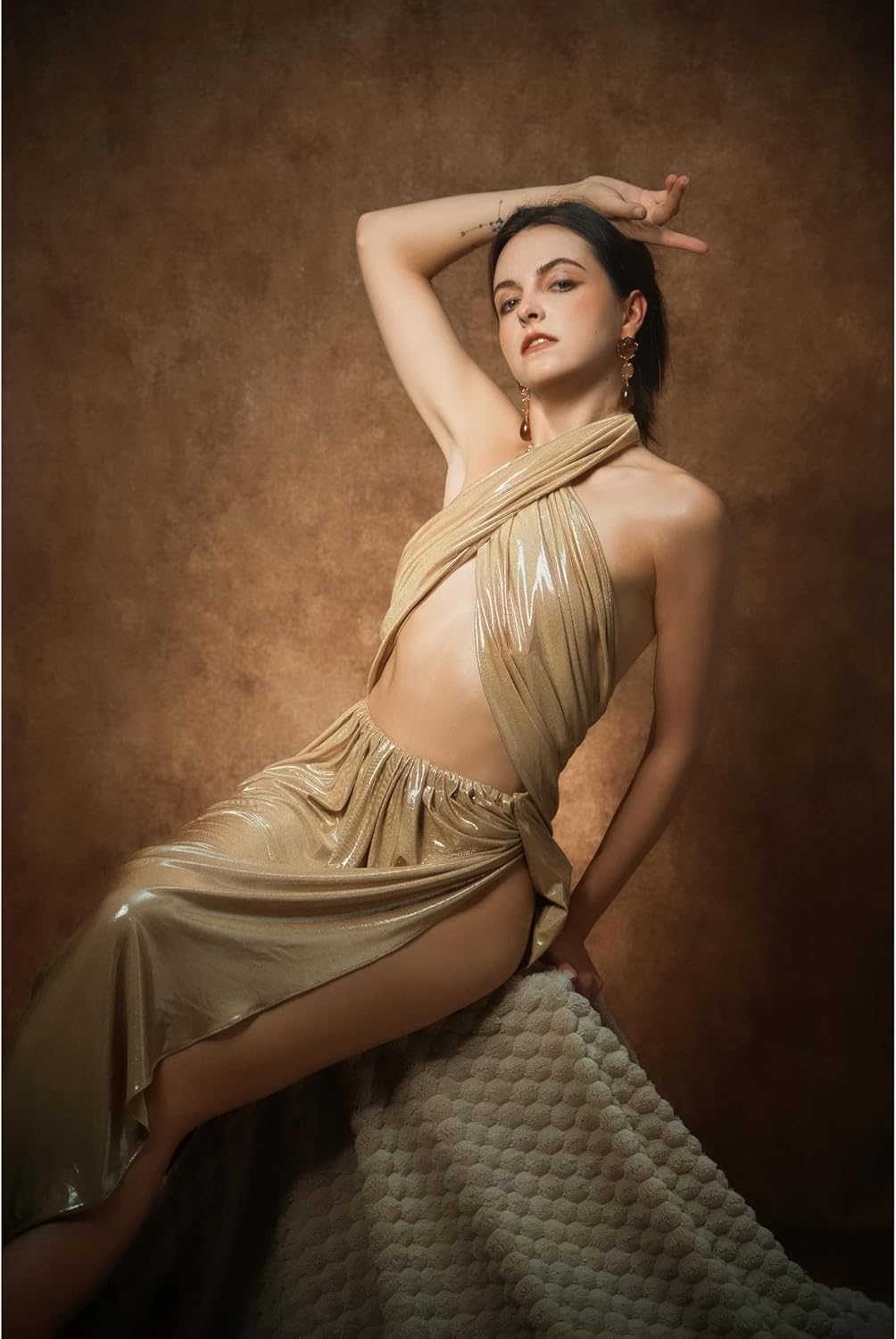 UrcTepics 8×10 ft Brown Fabric Photo Backdrops, Classic Abstract Texture Backdrop for Headshots and Portraits, Vintage Photography Background for Studio and Events.