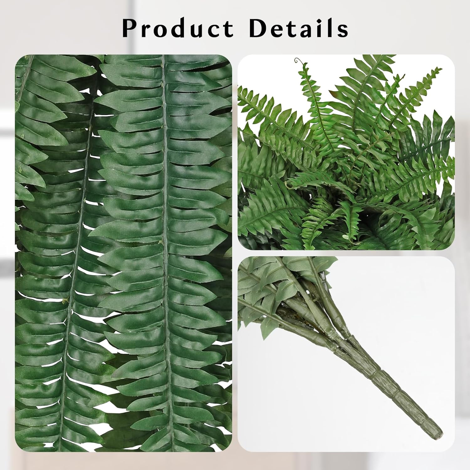 Ferns Fake Plants 52 Fronds Artificial Plants Outdoor 47" Long Fake Fern Look Real Large Plant Artificial Ferns Potted | Hanging Boston Fern | Fake Plant Shrubs for Home Garden Porch Farmhouse Decor