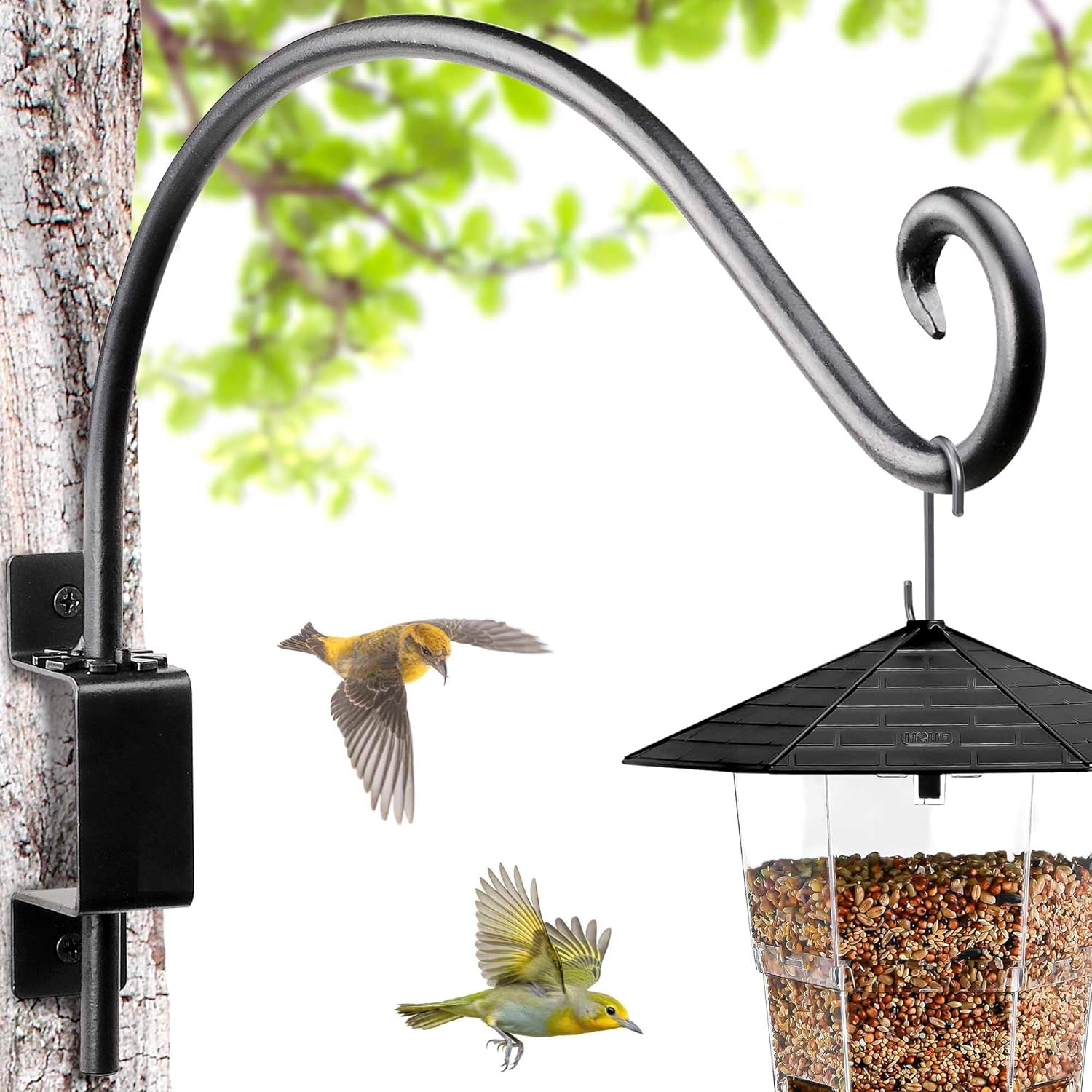 Swivel Hanging Plant Bracket Outdoor: Long Bird Feeder Hanger Bracket for Tree - Wall Mount Swivel Hook for Hummmingbird 22Inch