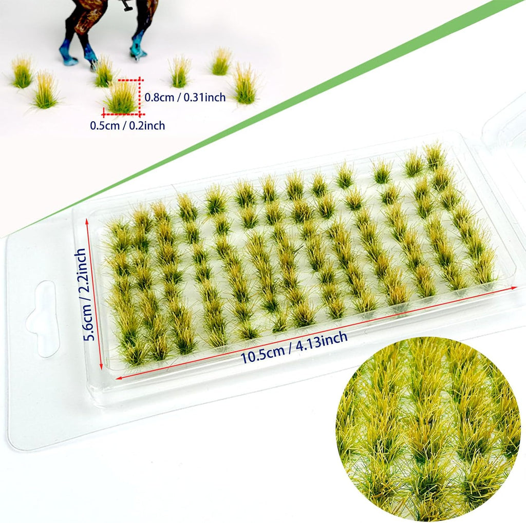 208 PCS Static Grass Tuft Model Grass Tufts Railway Artificial Grass 2 Color Bushy Tuft Flower Cluster Vegetation Groups for DIY Architecture Building Model Train Landscape Railroad Scenery