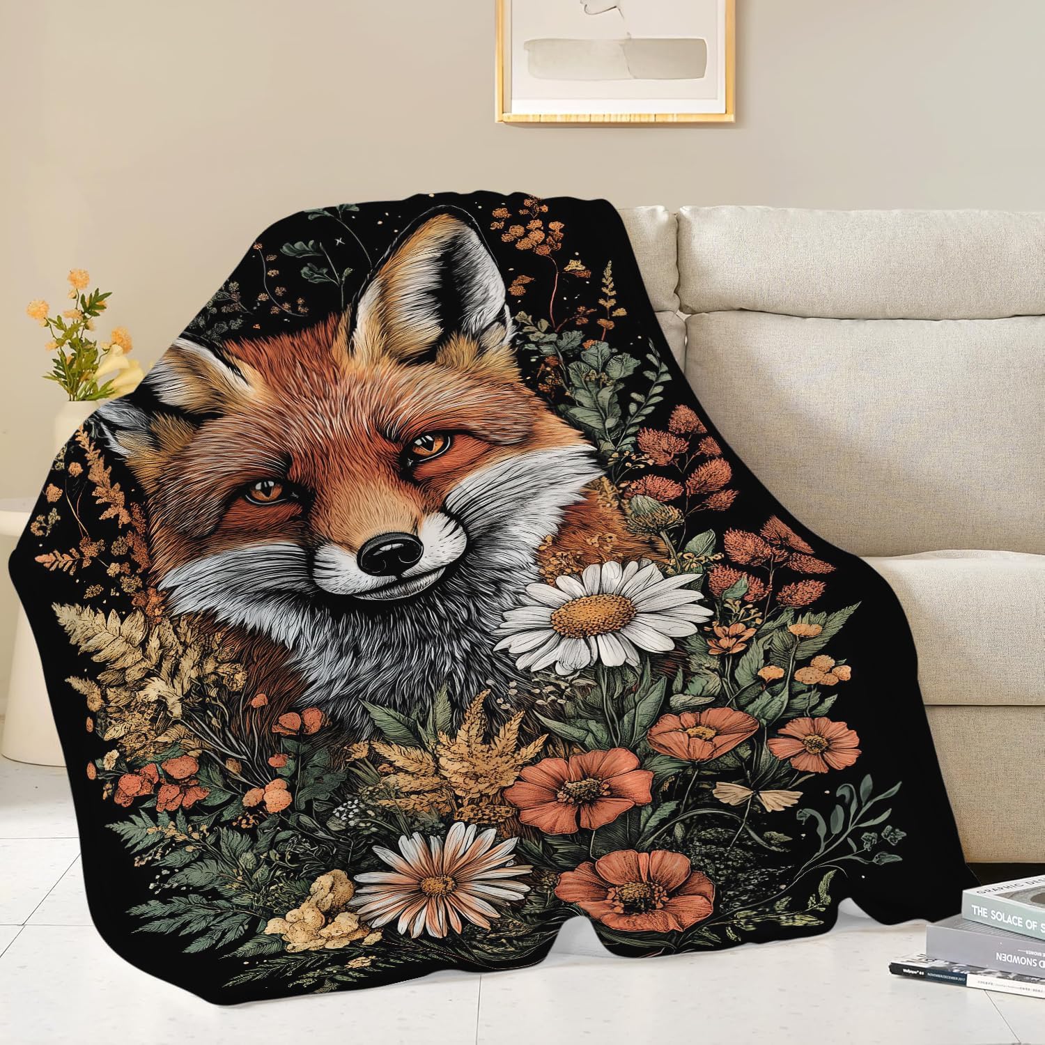 Fox Throw Blanket Orange Fox Blanket Gifts for Kids Girls Boys Soft Cozy Warm Plush Fluffy Fuzzy Fleece Blanket Birthday Festival Decor 40''X50''