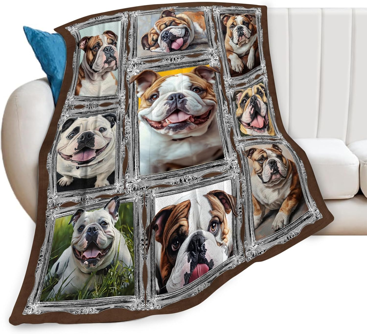 Bulldog Blanket Dog Animal Lover Throw Blankets Gifts for Girls Boys Kids Soft Cozy Fleece Plush for Couch Sofa Bed 60"x50"