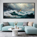 YDYSUNE Ocean Wall Art - Retro Canvas painting Sailboat Wall Decor Textured Picture Artwork Nautical Adventurer Painting Coastal Art Framed for Living Room Bedroom Home 29x58inch