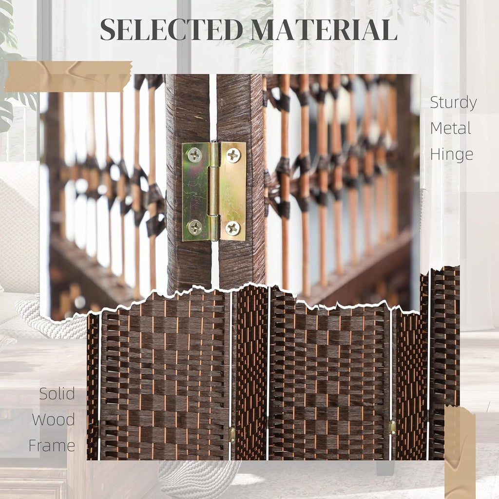 HOMCOM 8 Panel Room Divider, Folding Privacy Screen, 5.6' Room Separator, Wave Fiber Freestanding Partition Wall Divider, Brown