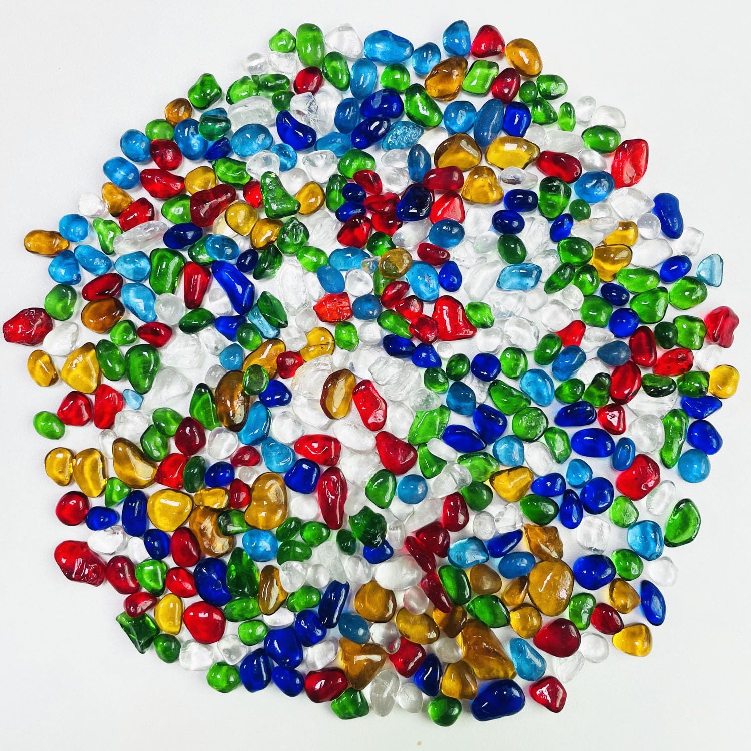 Glass Stones, 0.85LB/385g Mixed Color Aquarium Gravel Rocks, Rainbow Pebbles for Fish Tank, Sea Glass for Vase Filler Craft