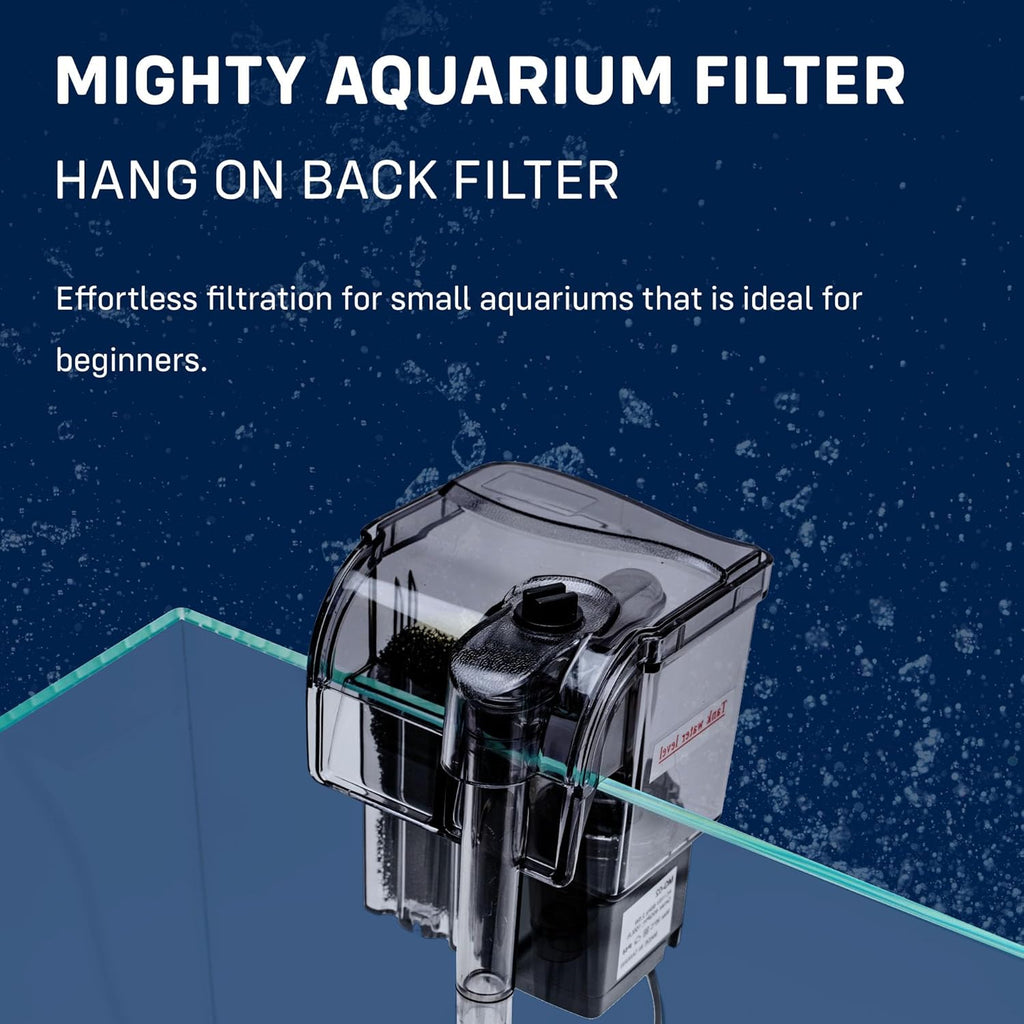 Mighty Aquarium Hang On Back Filter - Aquarium HOB Filter - Adjustable Fish Tank Filter - Aquarium Filters - Nano Aquarium Filter - Fish Aquarium Filter - Hang On Back Aquarium Filter (1-3 Gallons)
