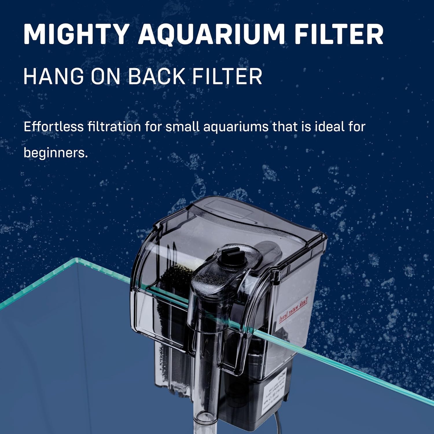 Mighty Aquarium Hang On Back Filter - Aquarium HOB Filter - Adjustable Fish Tank Filter - Aquarium Filters - Nano Aquarium Filter - Fish Aquarium Filter - Hang On Back Aquarium Filter (1-3 Gallons)