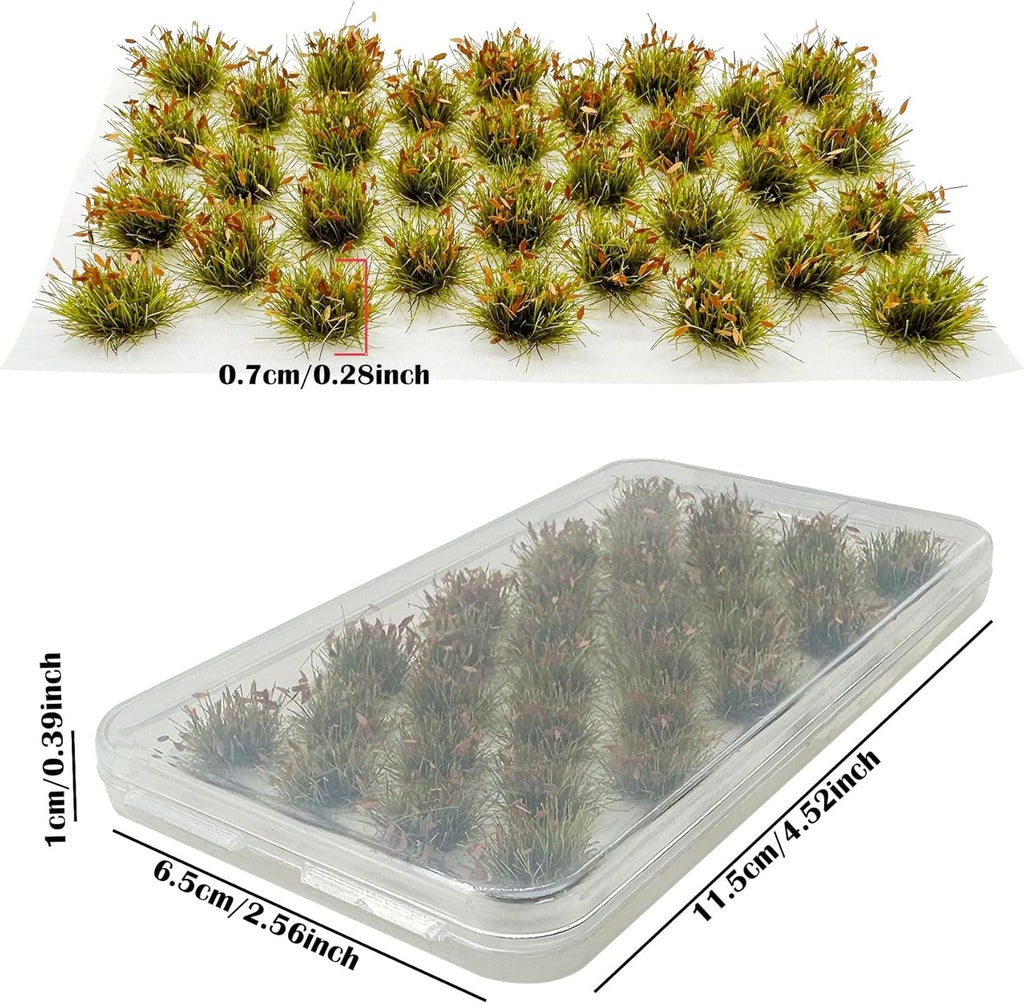 Woohome 32 PCS Miniature Grass Cluster, Orange Static Grass Tuft Model Vegetation Groups Static Grass Tufts for DIY Model Train Landscape Railroad Scenery Grass Tufts Flower, Style 9