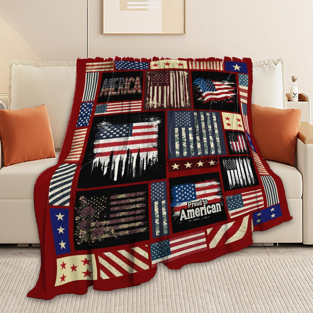 Veteran Blanket American Flag Throw Blanket Veterans Day Gifts for Men Women Adults Super Soft Cozy Plush Fluffy Fuzzy Fleece Blanket Home Decor 50''X60''