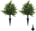 2 Pack 16.5 Inch Artificial Cypress Topiary Trees, Realistic Faux Potted Plants for Indoor Outdoor Home Garden Office Decoration (UV Resistant)