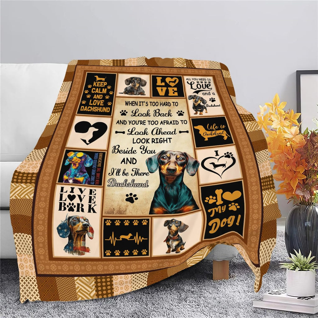 Dachshund Throw Blanket Weiner Dog Dachshund Puppy Stuff Gifts for Dog Lover Kids Girls Boys Adults Women Men Soft Cozy Warm Plush Fluffy Fuzzy Fleece Blanket Decor 60''X80''