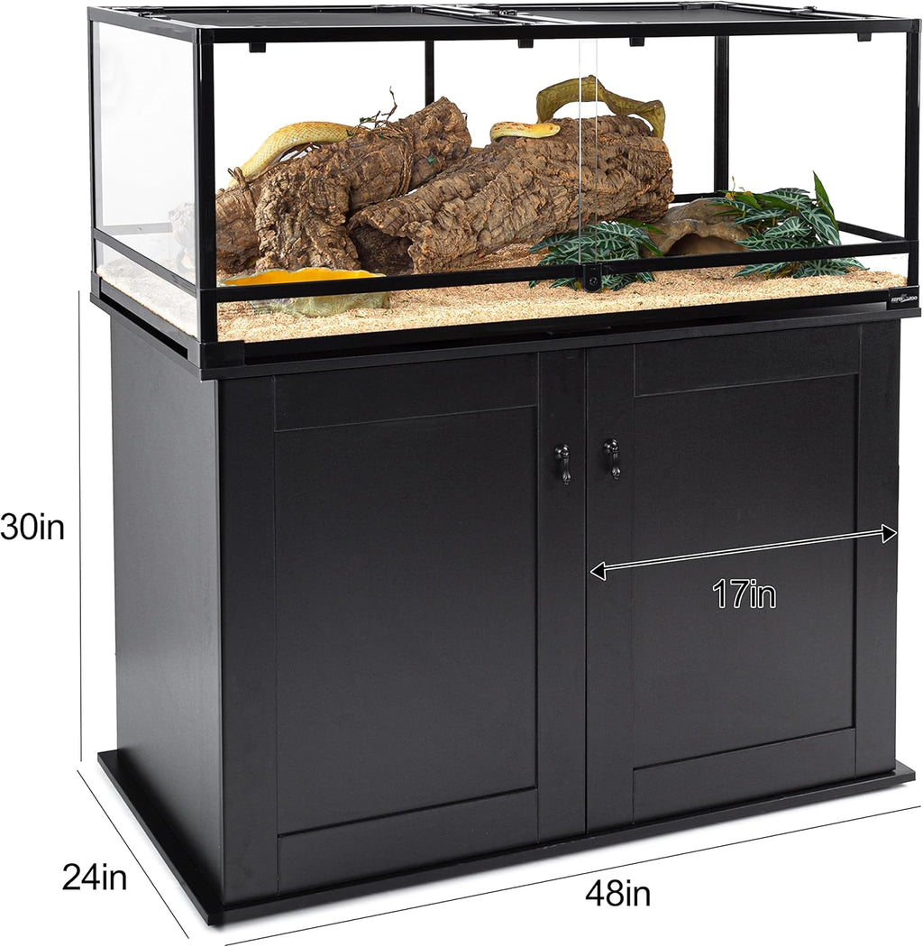 REPTI ZOO Storage Cabinet Terrarium Stand 48" x 24" x 30" for 30" Aquarium Tanks Reptile Terrariums, 6 Large Storage Shelves for Accessories Organization, Extra Holes for Wire Pass