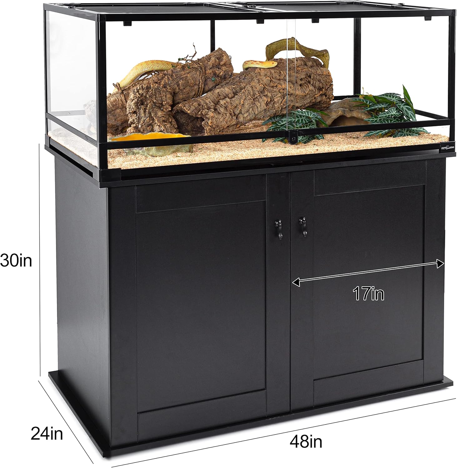 REPTI ZOO Storage Cabinet Terrarium Stand 48" x 24" x 30" for 30" Aquarium Tanks Reptile Terrariums, 6 Large Storage Shelves for Accessories Organization, Extra Holes for Wire Pass