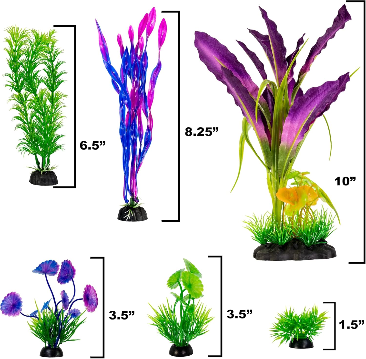 UNEAK Aquarium Plastic Plant Fish Tank XXL Decorations Medium/Large Resin Artificial Plants Flower Ornament Beta Goldfish Decoration Ornaments Freshwater & Saltwater Décor (Mix)