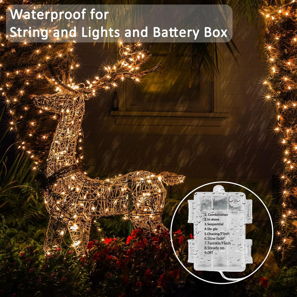 Beieverluck 16 Pack 33FT 100 LED Fairy Lights Battery Operated Fairy Lights with Remote and Timer Waterproof String Lights Outdoor Indoor for Bedroom Wedding Christmas Decorations, Warm White