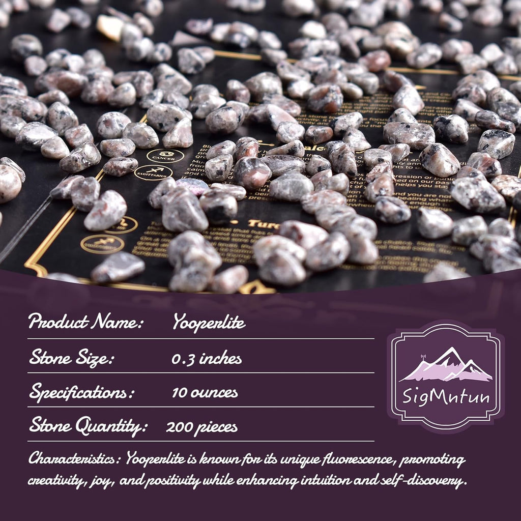 Polished Yooperlite Crystal Chips 200 Pcs - 0.3" 10 oz Tumbled Stone Chips Crushed Sea Glass Stones Healing Reiki Crystal Making Home Decoration