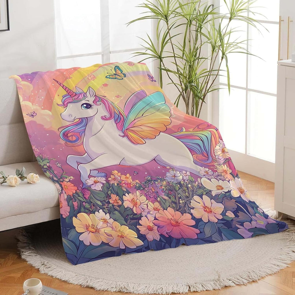 Unicorn Throw Blanket Unicorn Rainbow Stuff Gifts for Kids Girls Boys Adults Women Man Soft Cozy Warm Plush Fluffy Fuzzy Fleece Blanket Decorr 40''X50''