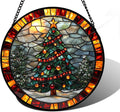Stained Glass Window Hanging - Winter Christmas Tree Suncatcher Ready to Hang Window Doors Home Decoration, Christmas, Mother's Day Birthday Gifts for Women, Men, and Mom 11.8x11.8 in