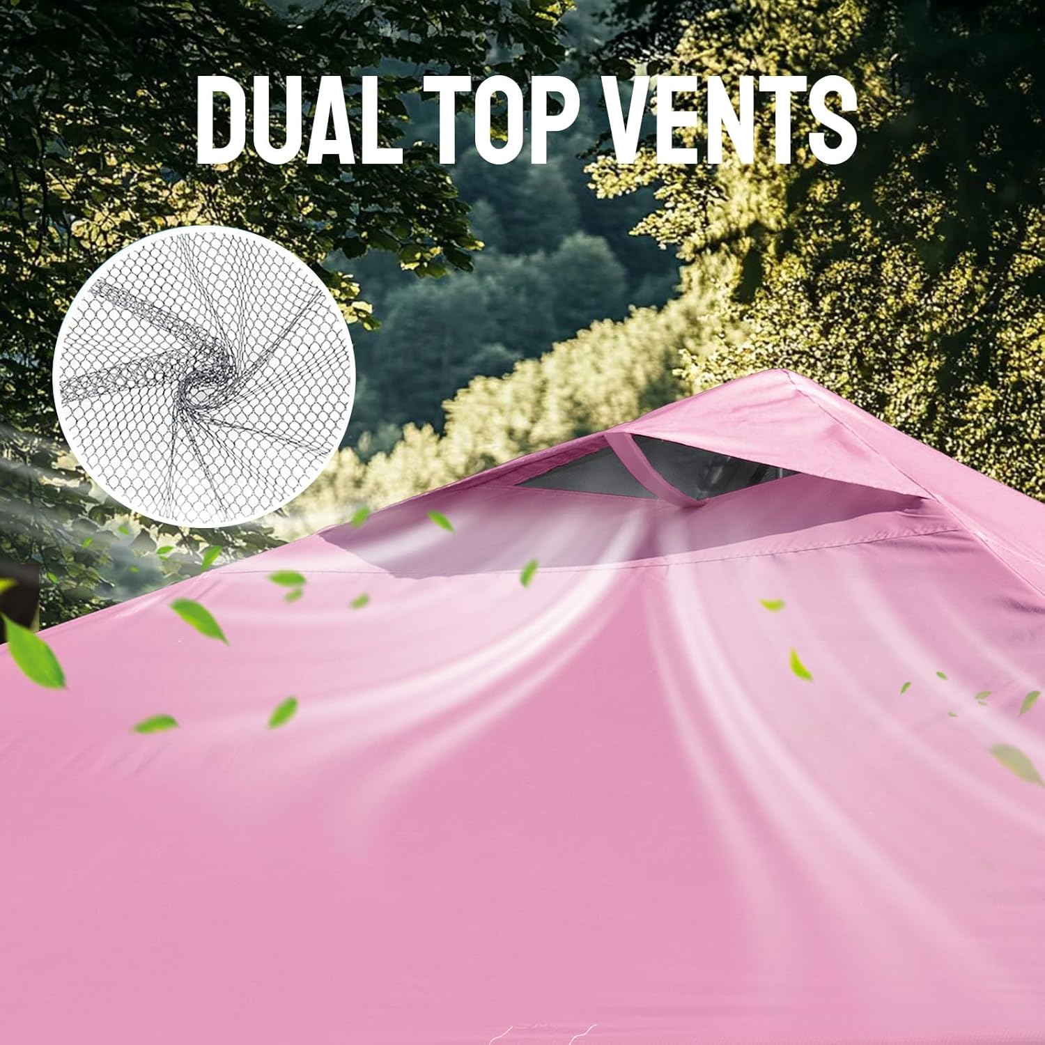 CROWN SHADES 10x10 Pop Up Canopy Tent - Patented Center Lock One Push Instant Outdoor Canopy Beach Tent with STO-N-Go Bag 8 Stakes & 4 Sand Bags，Pink