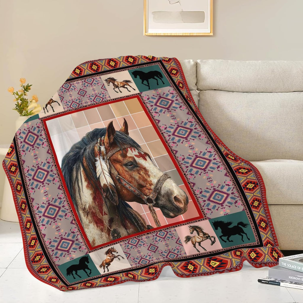 Horse Throw Blanket Horse Stuff Gifts for Kids Girls Boys Adults Women Men Soft Cozy Warm Plush Fluffy Fuzzy Fleece Blanket Decor 40''X50''