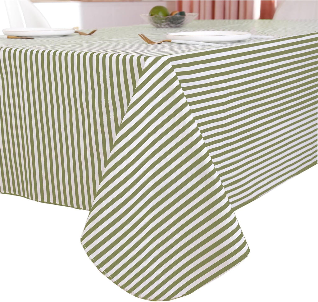Walrus Heavy Duty Vinyl Tablecloth with Flannel Backing Waterproof Oil-Proof Plastic Table Cloth Stain-Resistant Wipeable Rectangle or Square Table Cover for Indoor and Outdoor (Stripe, 54X54 Inch)