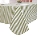 Walrus Heavy Duty Vinyl Tablecloth with Flannel Backing Waterproof Oil-Proof Plastic Table Cloth Stain-Resistant Wipeable Rectangle or Square Table Cover for Indoor and Outdoor (Stripe, 54X54 Inch)