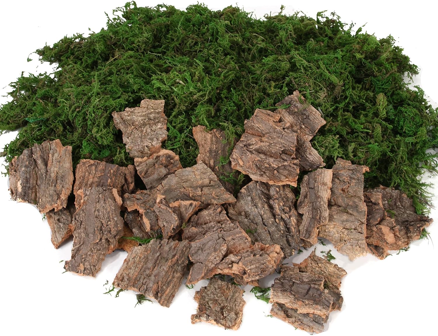BYHER Fake Moss for Crafts, Assorted Treebark Fairy Garden Accessories Green Moss for Decorating, Tree Bark for Crafts, Terrarium, Floral Arrangements (Forest Green)