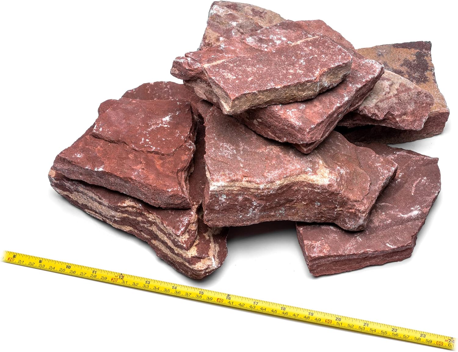 Natural Slate Stone for Aquariums, Fish Tanks, Terrariums, Aquascaping and Amphibian Enclosures, Mix of Large and Medium Size Rocks - by SubstateSource (5 Pounds, Red River)