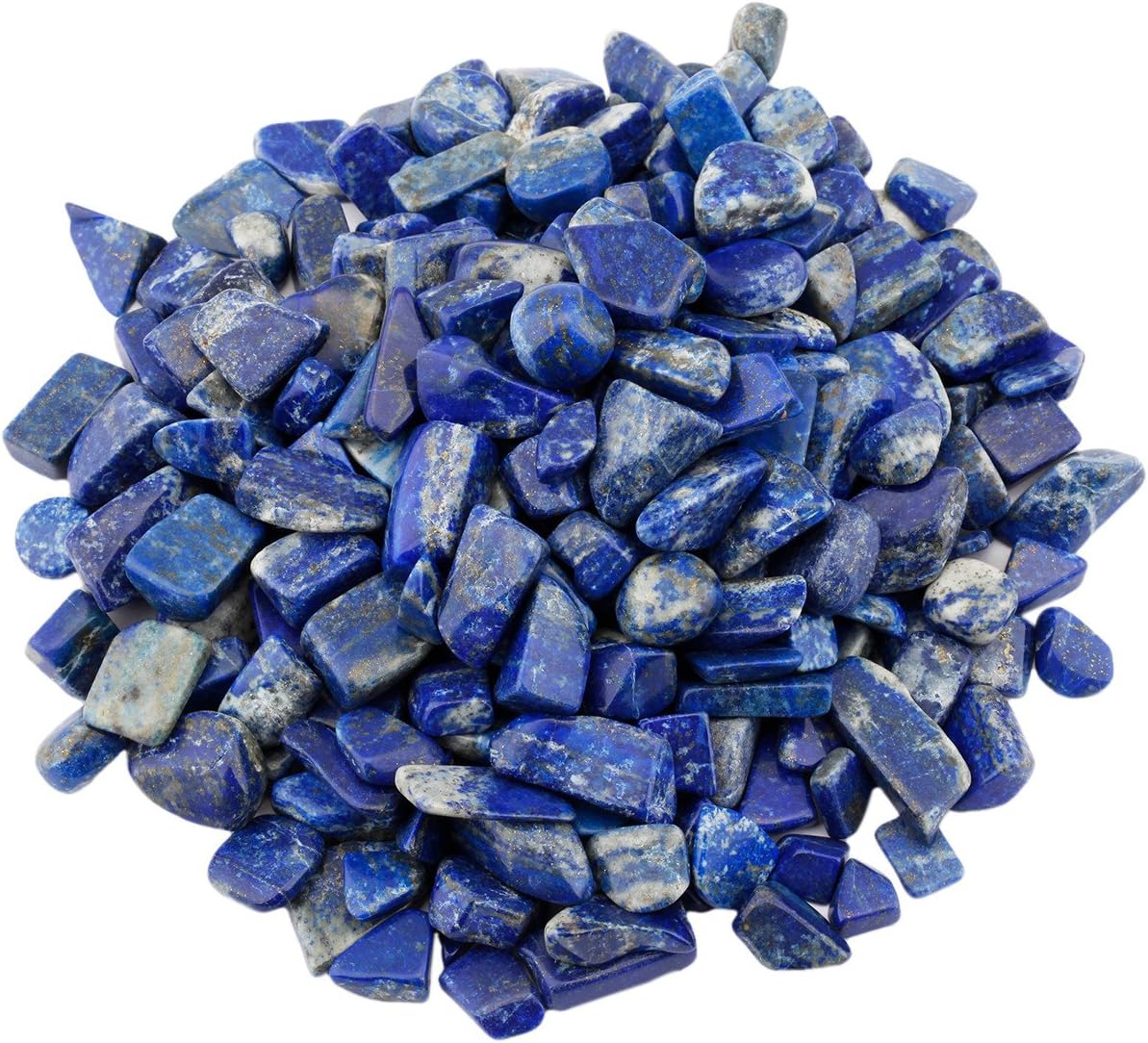 SUNYIK Lapis Lazuli Tumbled Chips Stone Crushed Pieces Irregular Shaped Stones 0.3-0.5 inch 1pound(about 460 gram)