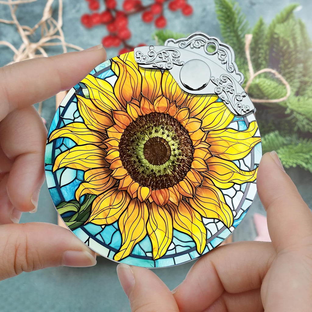 Christmas Ornaments: Stained Glass Ornament, Christmas Tree Ornament, Hanging Ornaments for Home Decor & Xmas Tree Decorations – Exquisite Holiday Decor, Holiday Present - Sunflower