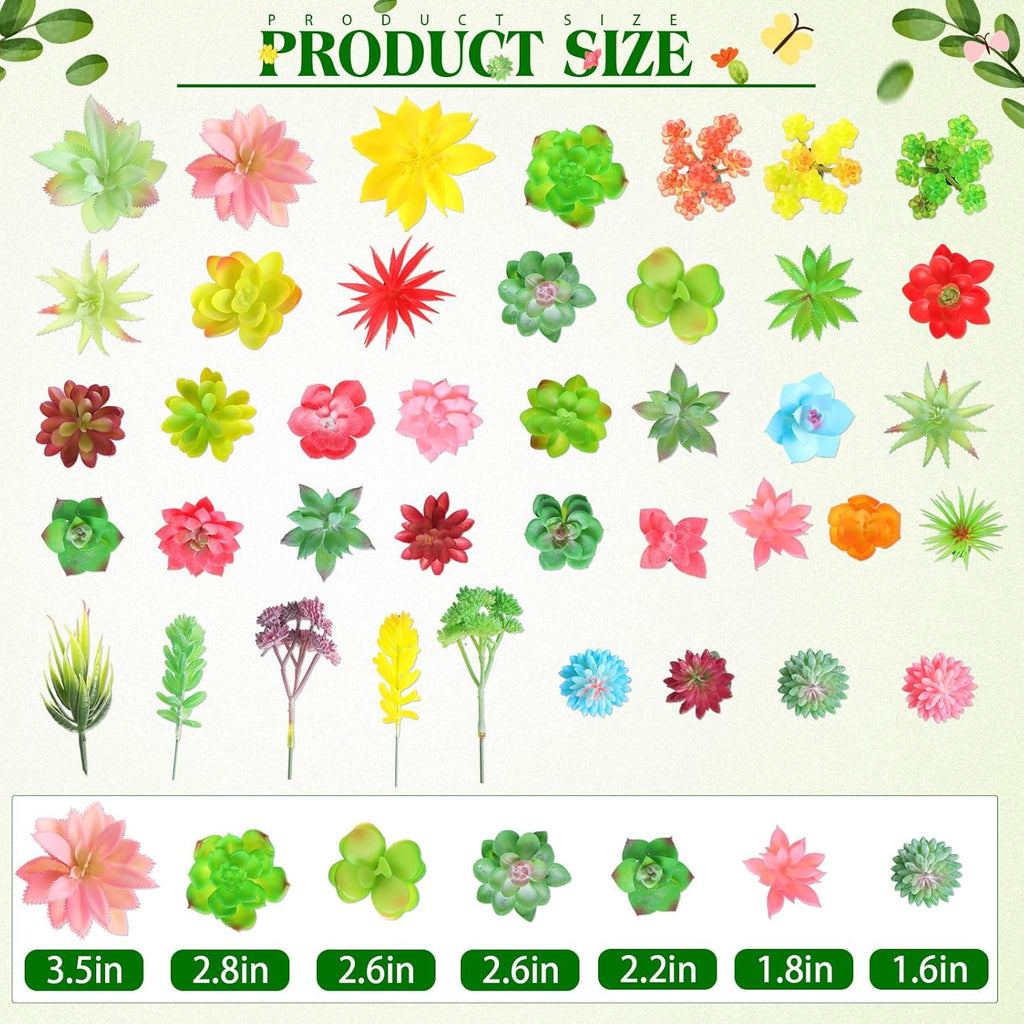 WILLBOND 38 Pcs Christmas Mini Artificial Succulents Small Fake Succulent Plants Faux Assorted Unpotted Realistic Plastic Flowers Picks Stem for DIY Crafting Greenery Garden Home Decor(Colorful Style)