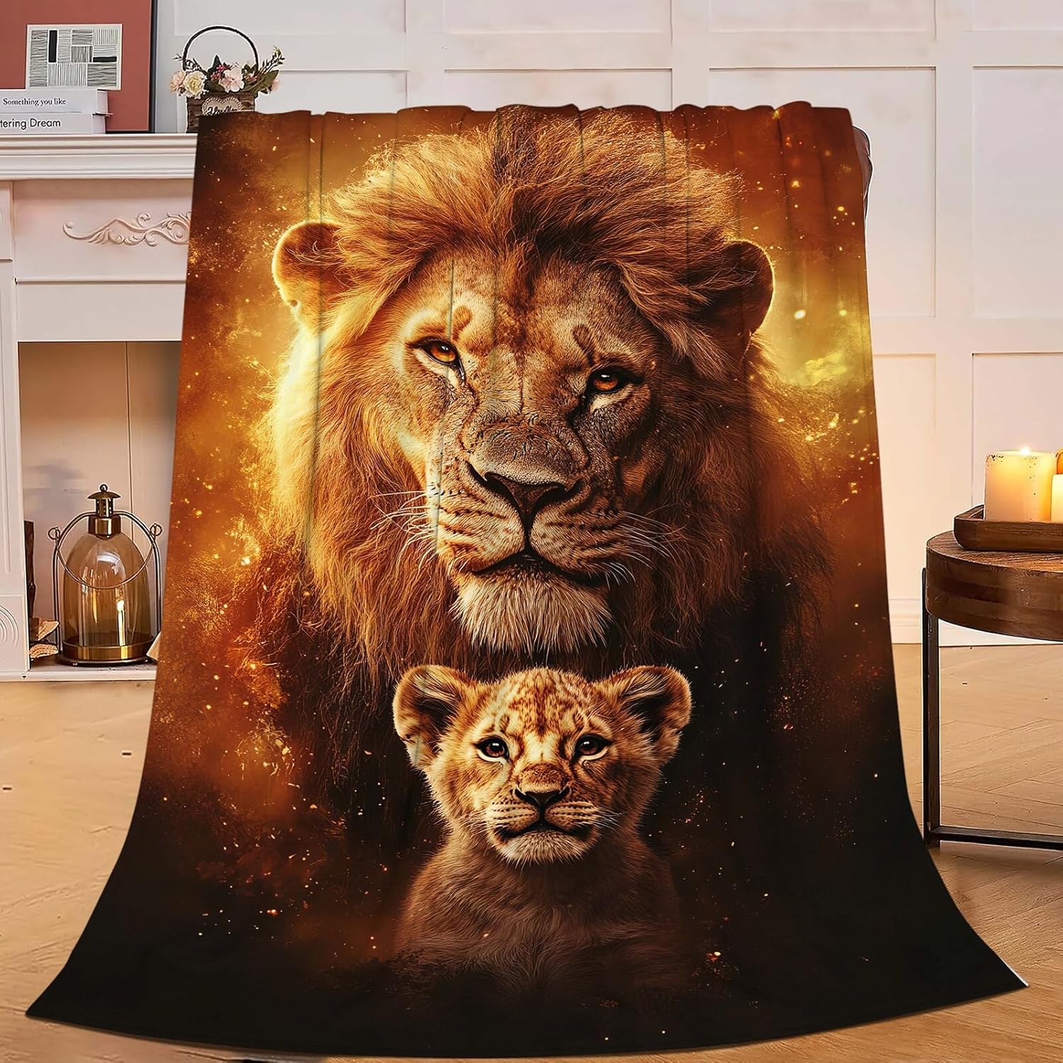 Lion Blanket Lion Cub Throw Blanket Gifts for Men Women Boys Girls Kids Adults Super Soft Cozy Plush Fluffy Fuzzy Fleece Blanket Home Decor 50''X60''