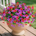 Artificial Fake Plants Flowers for Outdoor Spring Summer Decor, 12 Bundles Faux Silk Daisy for Planter Pot Colorful UV Resistant Look Real for Front Door Porch Patio Outside Yard(Purple Red)