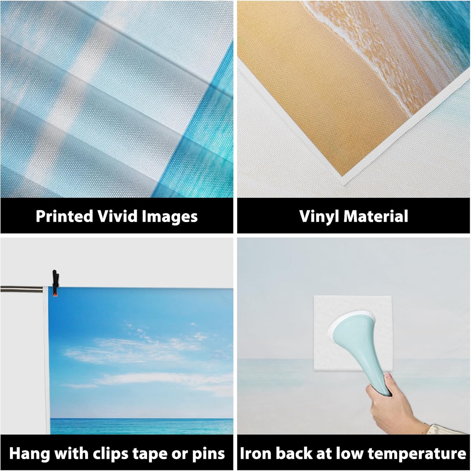 AOFOTO 4x5ft Beach Photography Studio Backdrop Sea Waves Background Blue Sea Clear Sky Sunlight Kid Baby Lover Adult Artistic Portrait Wedding Travel Vacation Photoshoot Props Video Drape Wallpaper