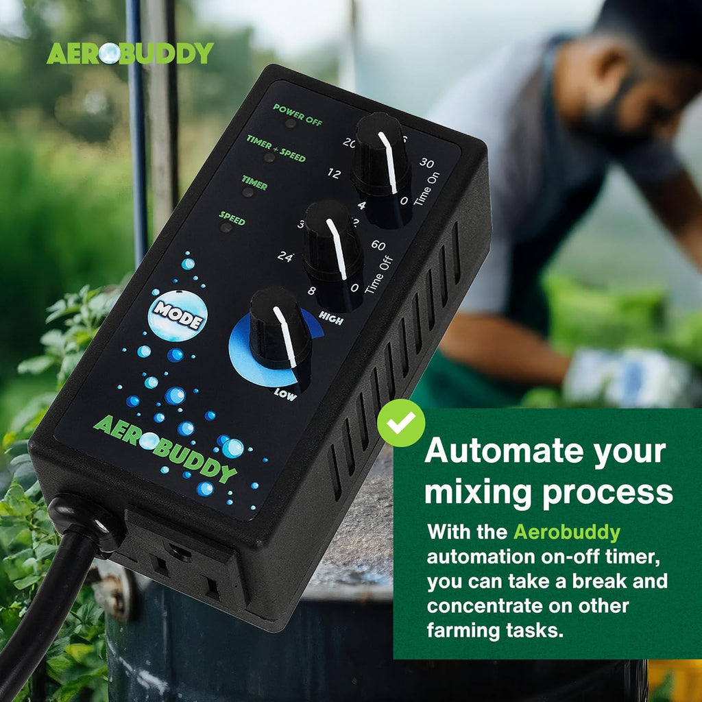 AEROBUDDY Variable Speed Controller + Interval Timer - Speed Controller for Electric Motor Water Pump 110V, 30-60min On/Off Timer Power Controllers, Variable Motor Controllers for Mixing and Aerating