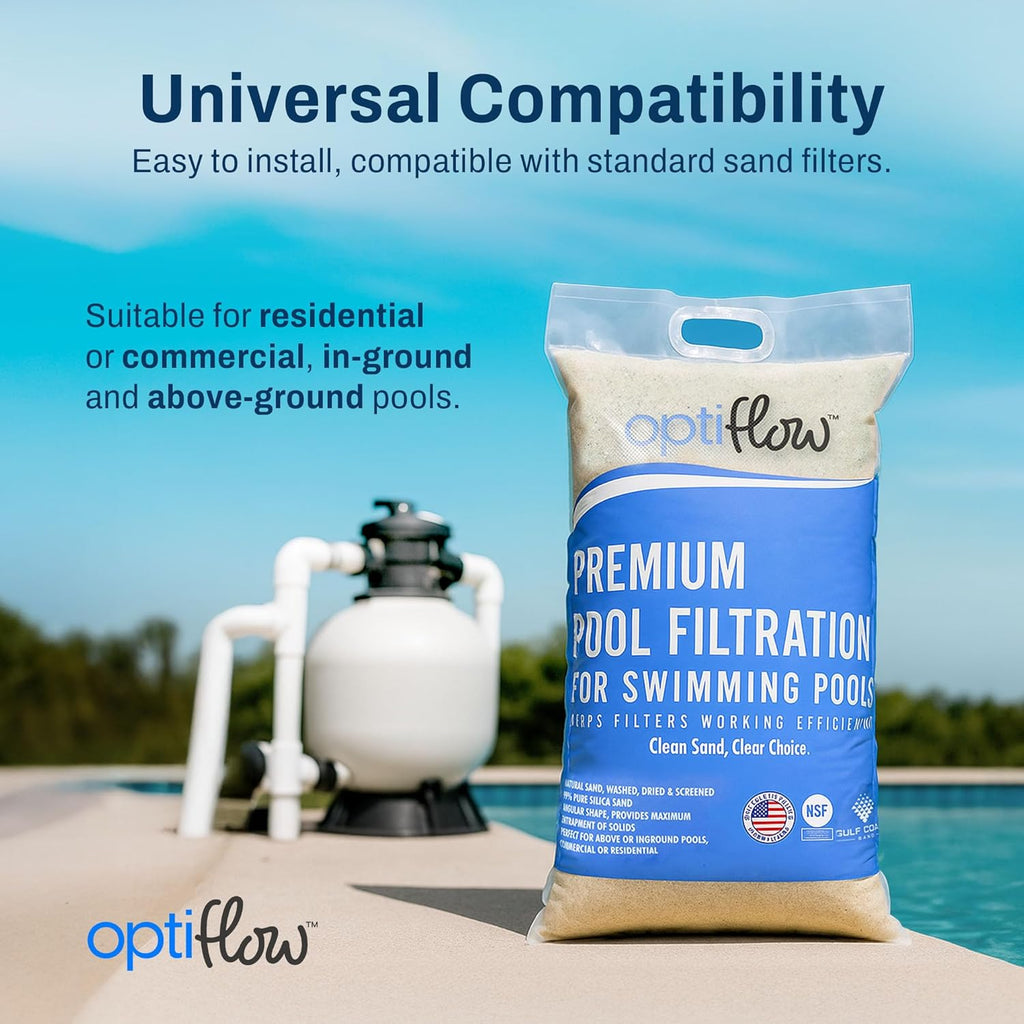 5-Pack Pool Filter Sand, Premium Filtration with Pure Silica Formula, 50 Lbs - Swimming Pool System Accessories and Supplies for Cleaning and Maintenance