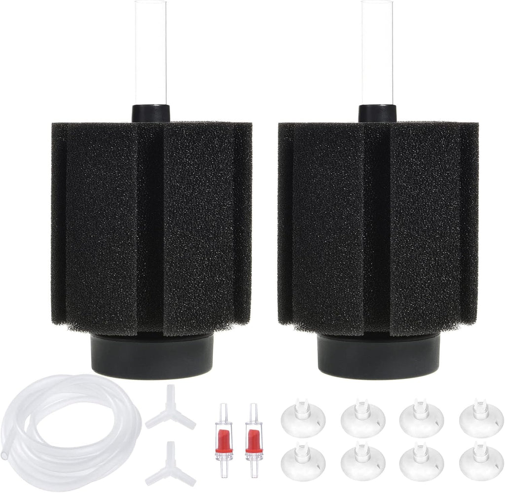 ALEGI Aquarium Bio Sponge Filter with Ceramic Media for Clear and Quiet Aquariums for Betta Fry Shrimp Tiny Fish Tank (40-75 Gallon 2 Pack)