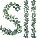 Sggvecsy 4 Pack Artificial Eucalyptus Garland Greenery Leaves Handmade 3D Silk Vines Silver Dollar Leaves Faux Leaf Plants for Wedding Wall Table Party Home Fireplace Bedroom Decor