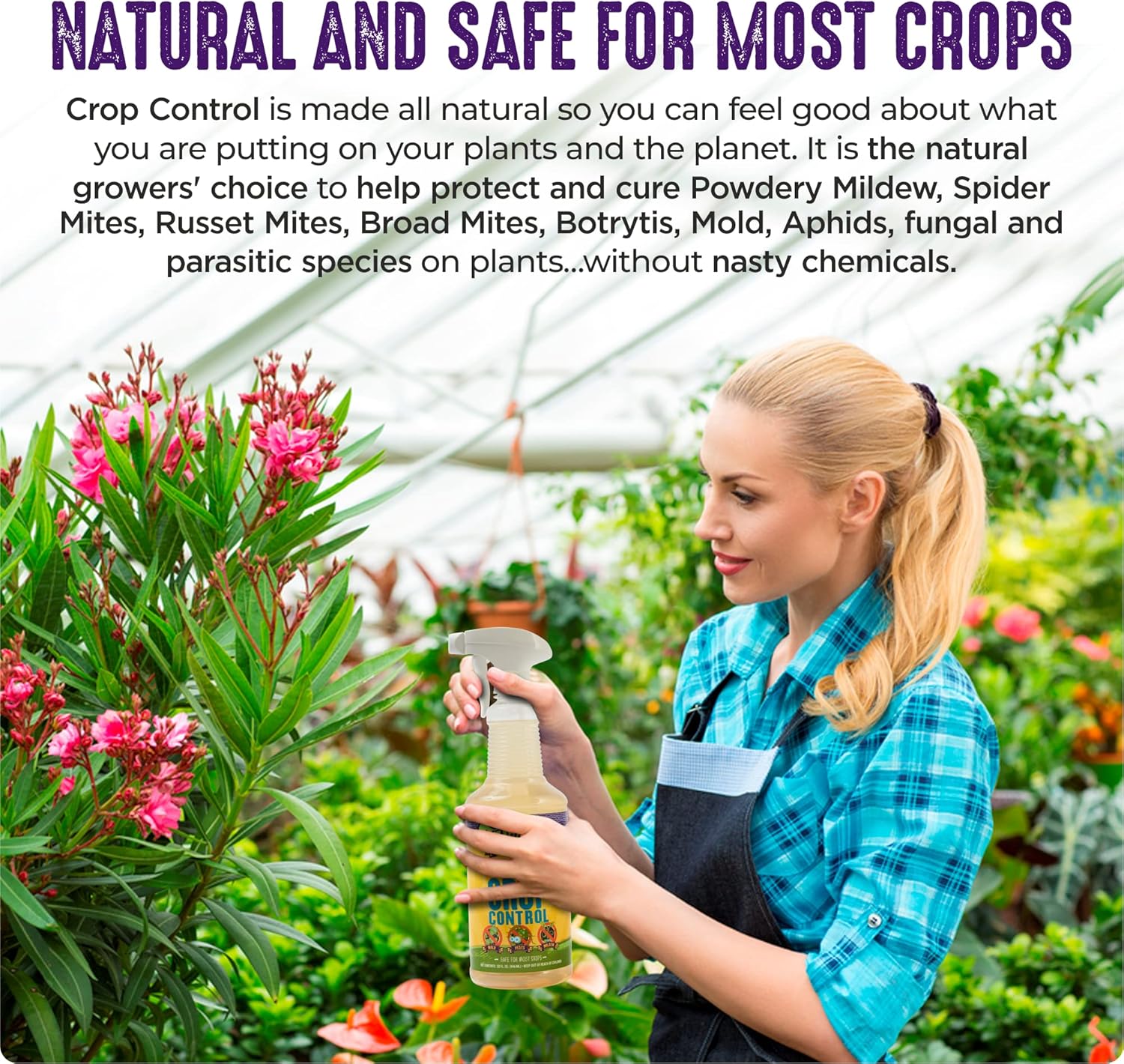 Trifecta Crop Control Ready to Use Maximum Strength Natural Pesticide, Fungicide, Miticide, Insecticide, Help Defeat Spider Mites, Powdery Mildew, Botrytis and Mold on Plants 32 OZ Size