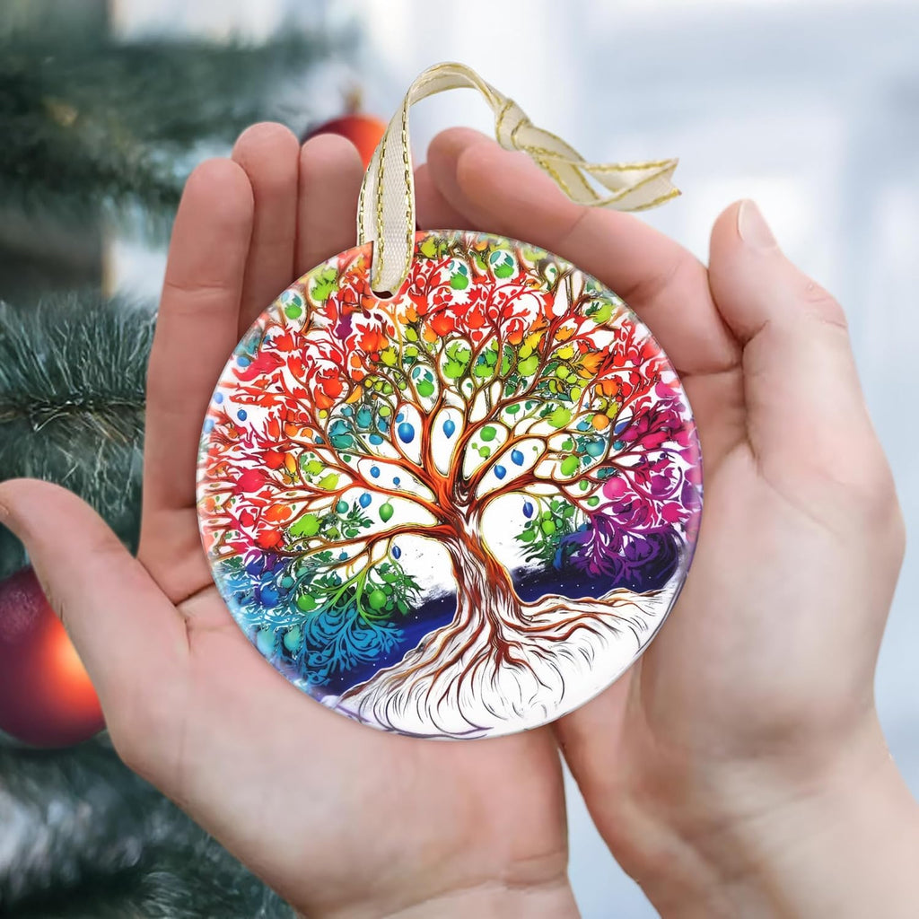 2025 Christmas Ornaments, Round Ceramic, Holiday Decor for Christmas Tree, Gift Idea for Friends