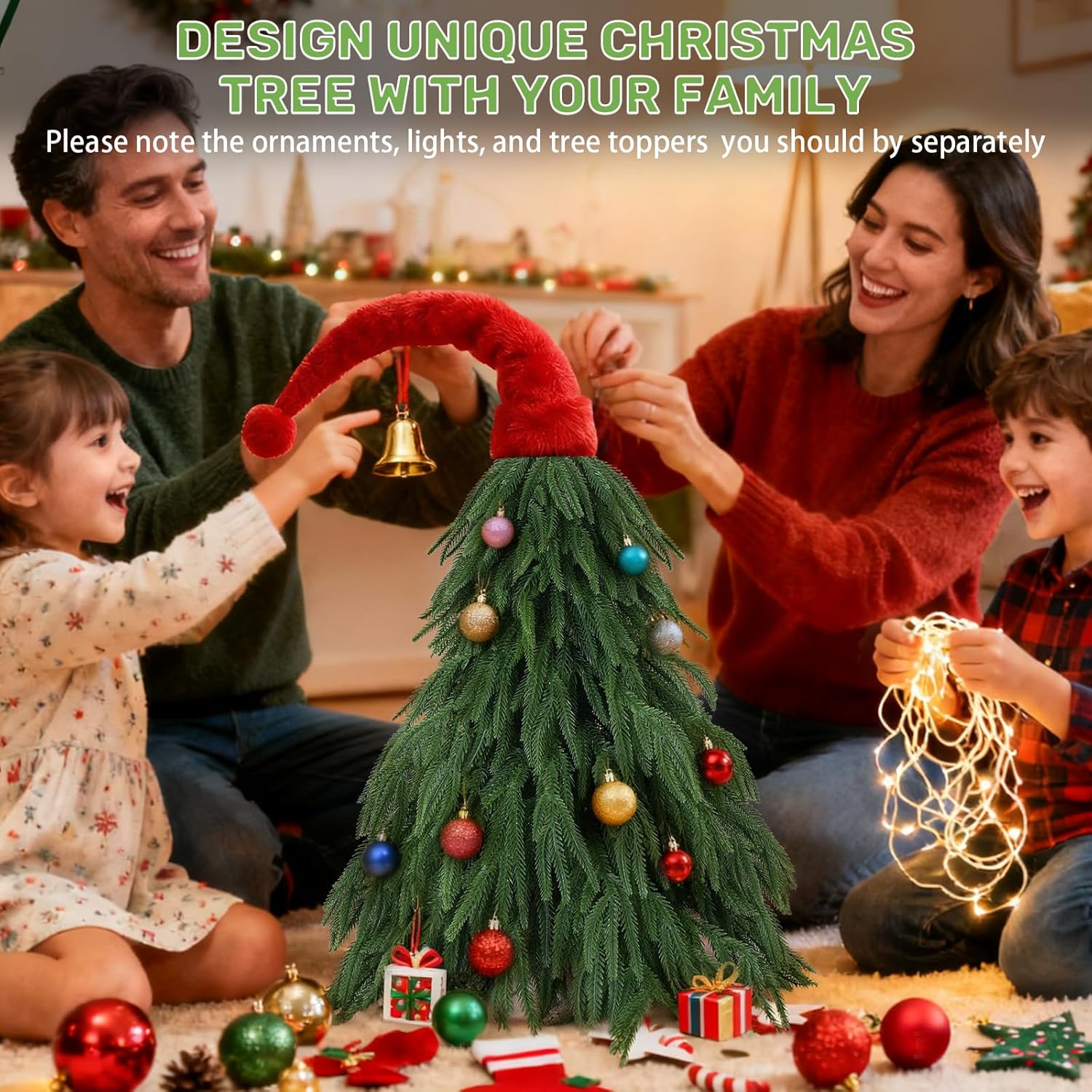 Tabletop Norfolk Pine Christmas Tree, 3FT Green Mini Artificial Christmas Tree with Norfolk Branch, Small Xmas Tree for Christmas Holiday Indoor Decoration